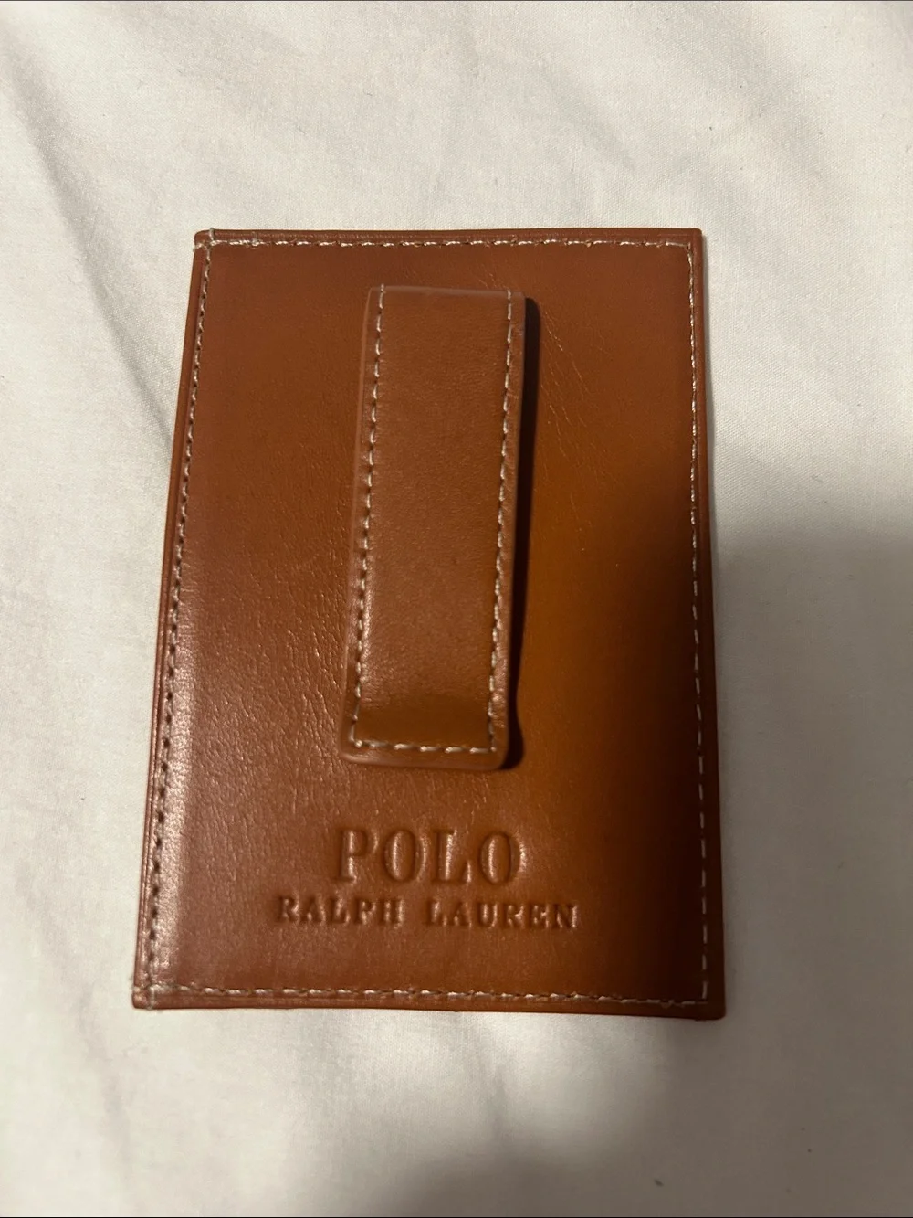 Polo by Ralph Lauren Tan Leather Money Clip Card Holder